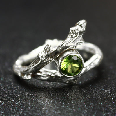 Sterling Silver Twig Ring with Birthstone - Mountain Metalcraft